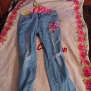 Amazon women's distressed, embroidered jeans